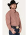 George Strait by Wrangler Men's Long Sleeve Button Down One Pocket Plaid Shirt, Red, hi-res