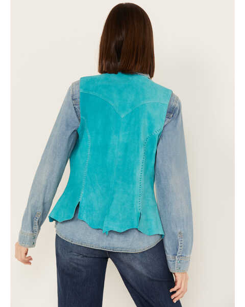 Image #5 - Scully Women's Suede Snap Front Vest, Teal, hi-res