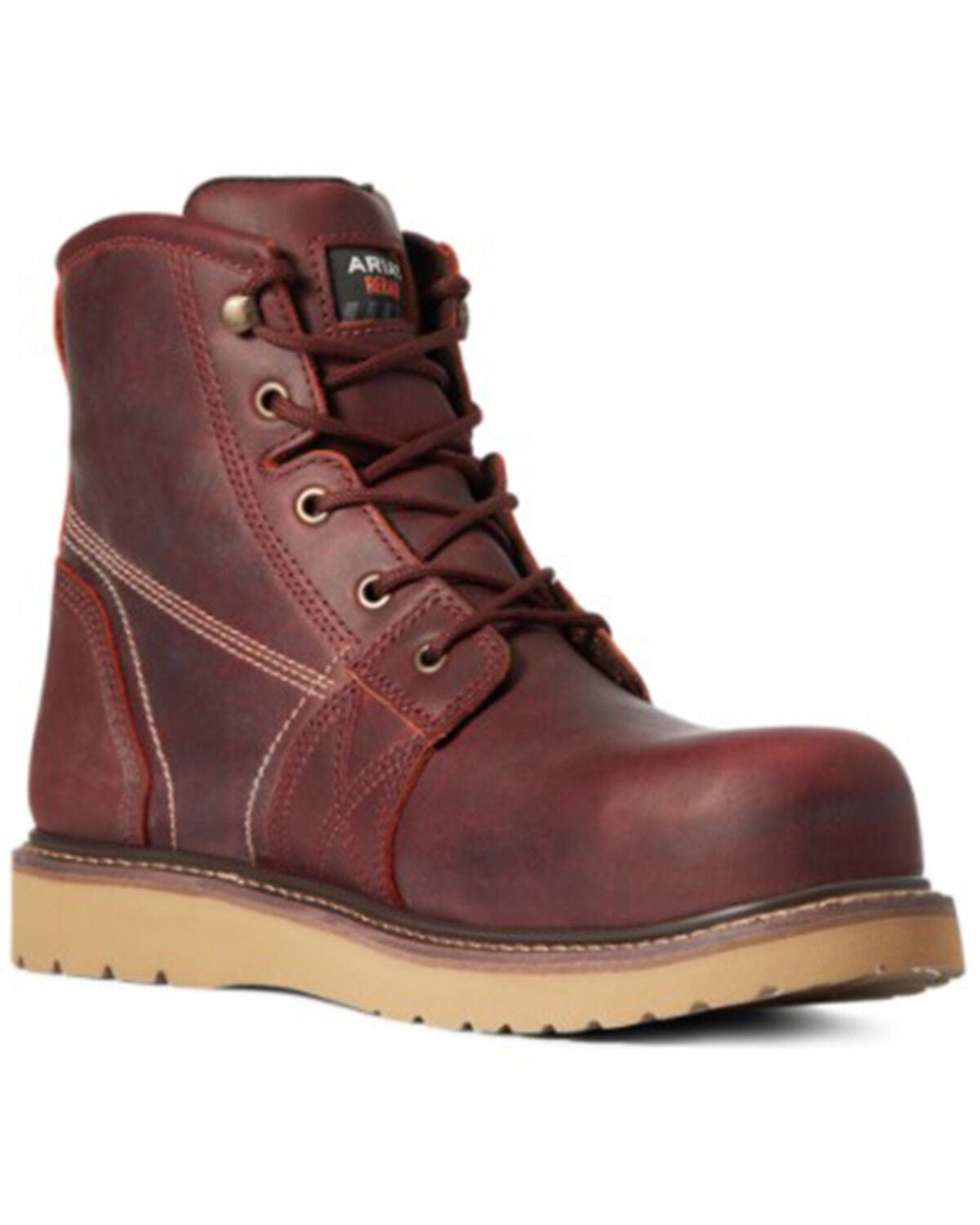 Ariat Men's Rusted Copper Rebar Wedge 6" H20 Work Boot - Composite Toe, Brown, hi-res