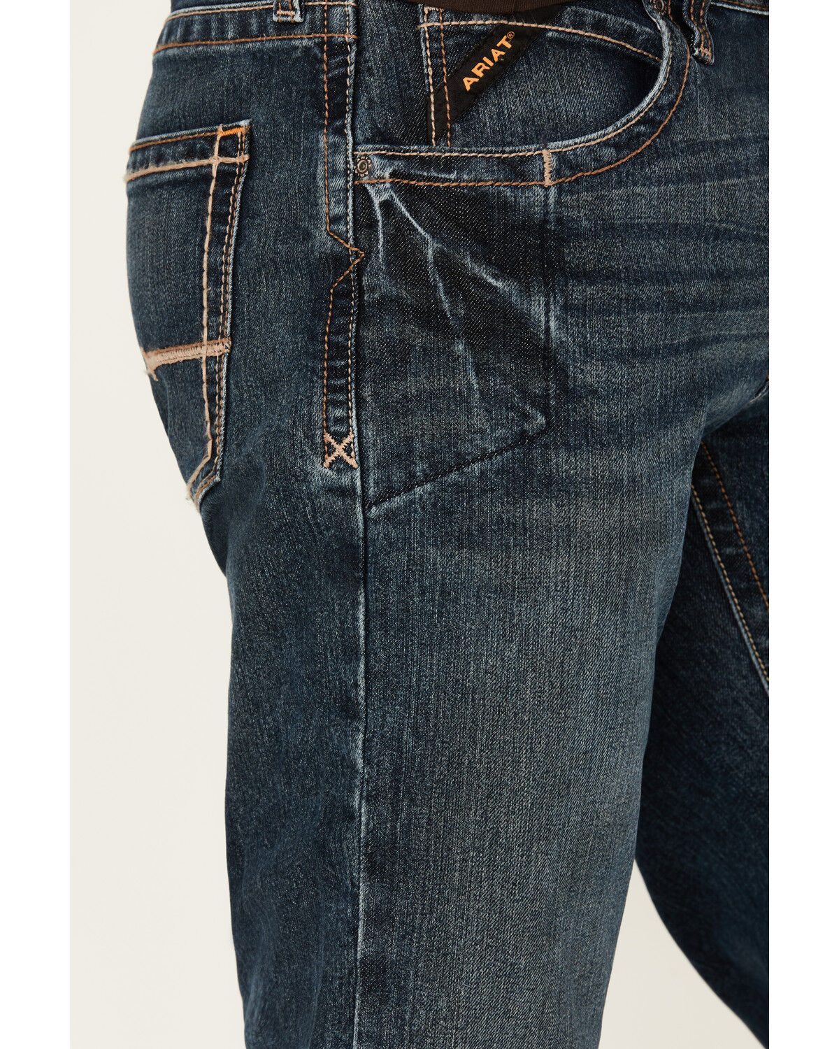 Image #4 - Ariat Men's Rebar M5 Durastretch Dark Wash Low Rise Straight Jeans, Denim, hi-res