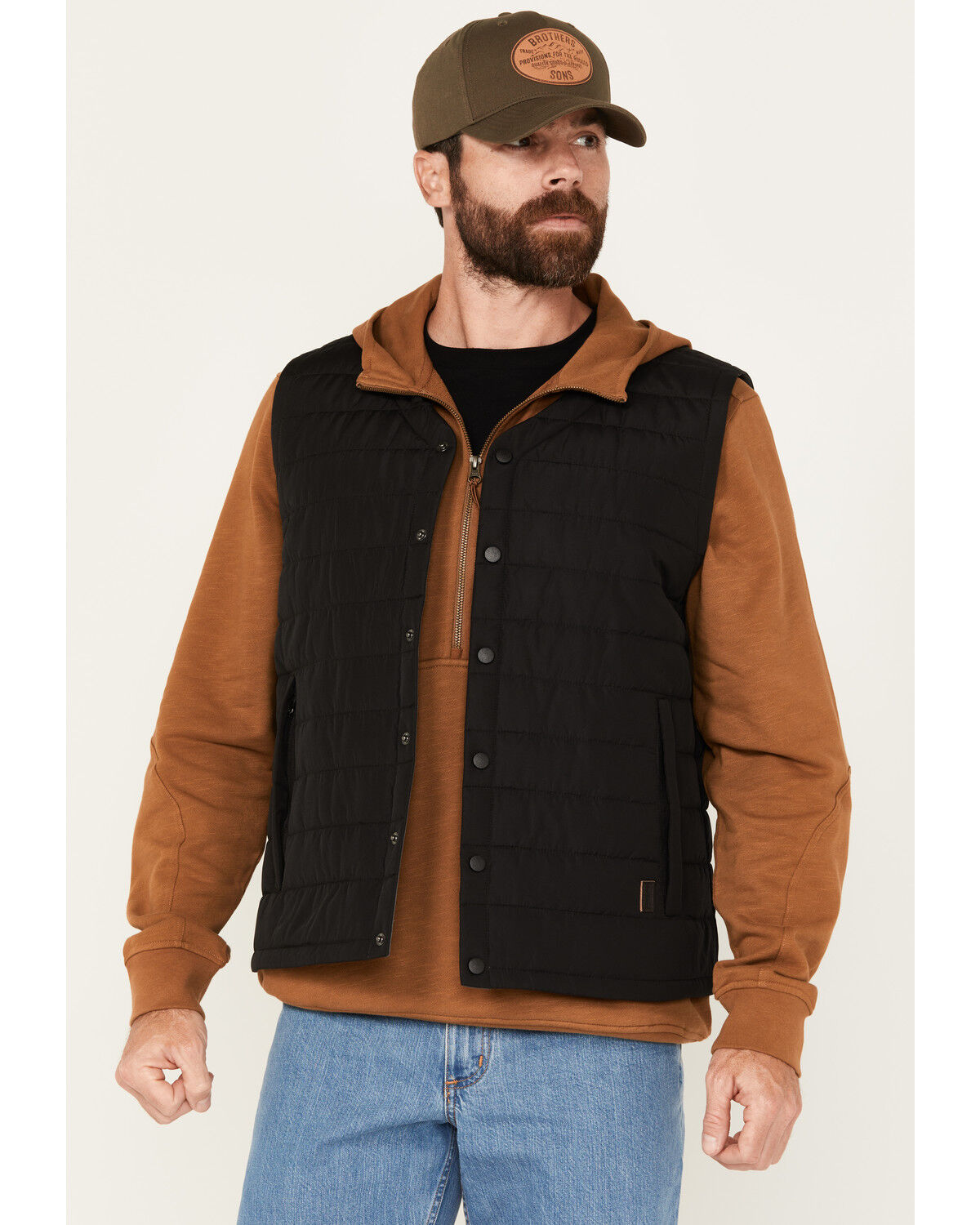 Image #1 - Brothers and Sons Men's Cameron Insulated Snap Vest, Black, hi-res