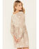 Image #4 - Wild Moss Women's Floral Embroidered Long Sleeve Mini Dress, Tan, hi-res