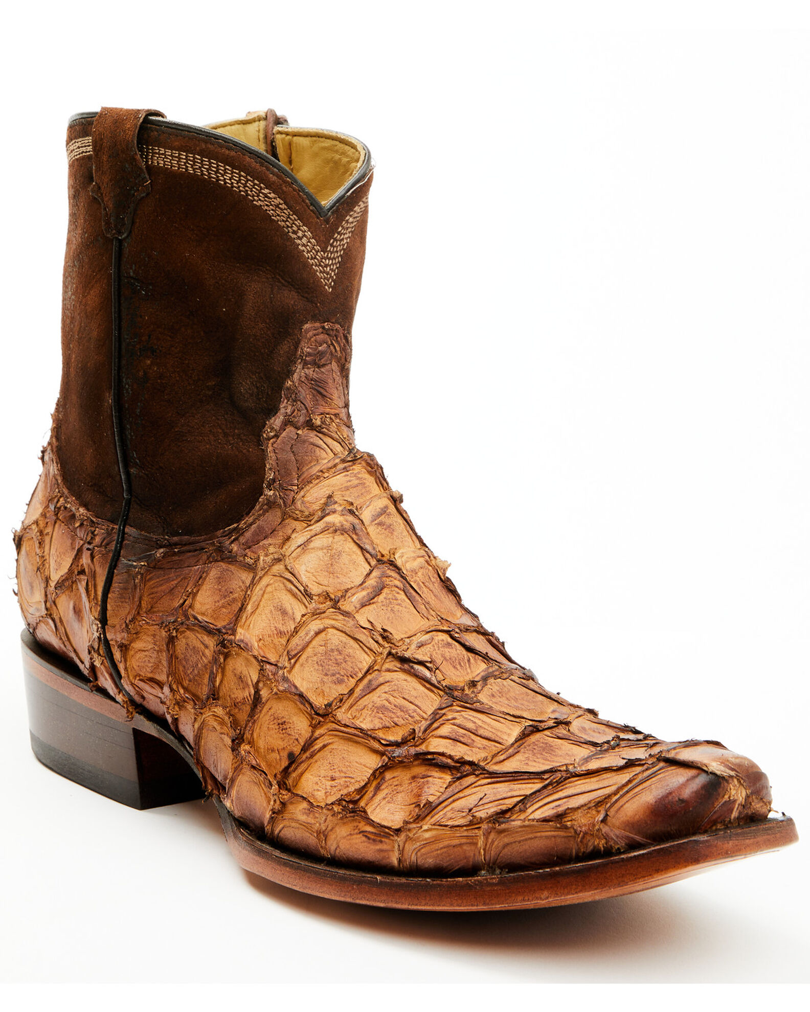 Corral Men s Exotic Pirarucu Western Ankle Boots Snip Toe Sheplers