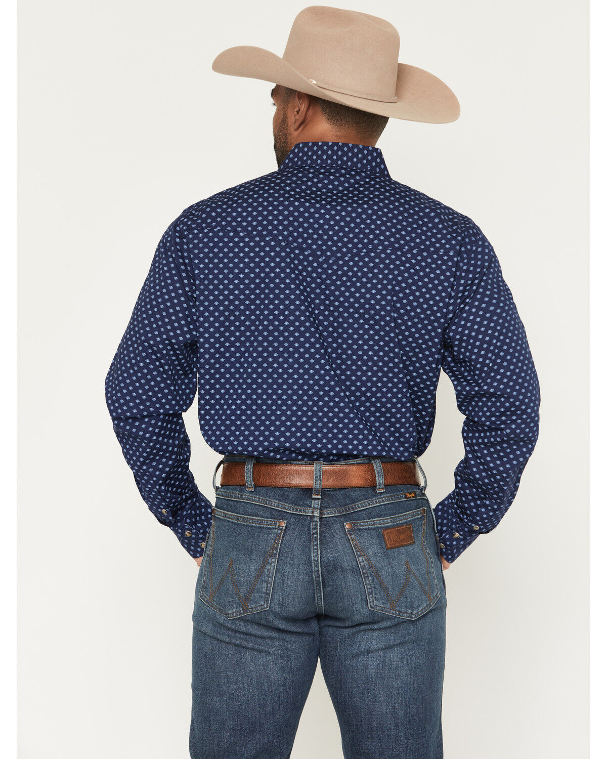 Image #4 - Wrangler 20X Men's Geo Print Long Sleeve Snap Stretch Western Shirt, Blue, hi-res
