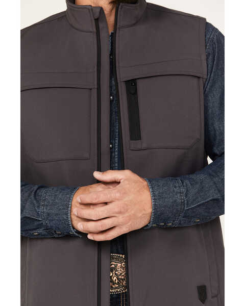 Image #3 - RANK 45® Men's Millford Solid Softshell Vest, Charcoal, hi-res