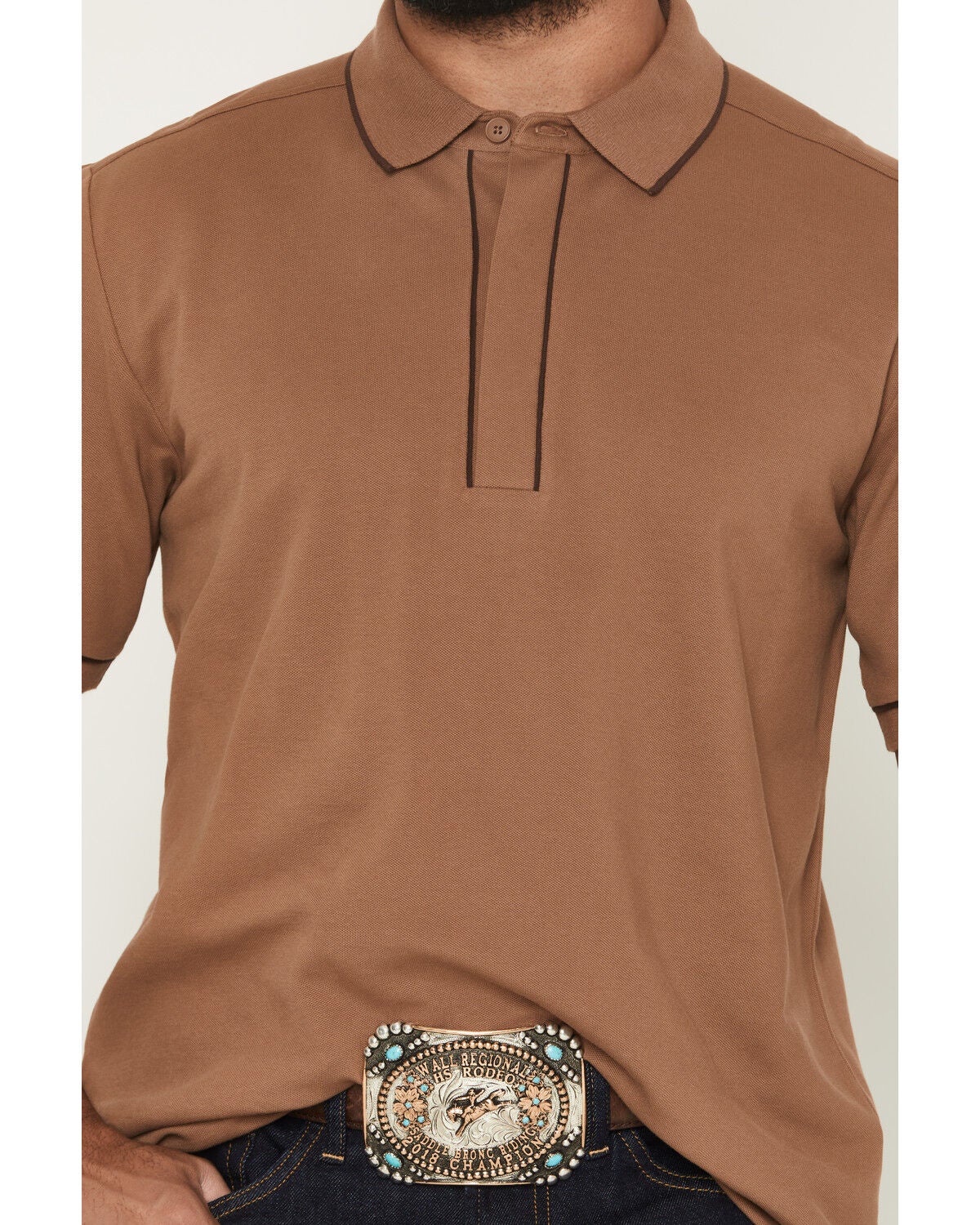 Image #3 - Cody James Black 1978&reg; Men's Cooper Solid Short Sleeve Stretch Polo, Lt Brown, hi-res