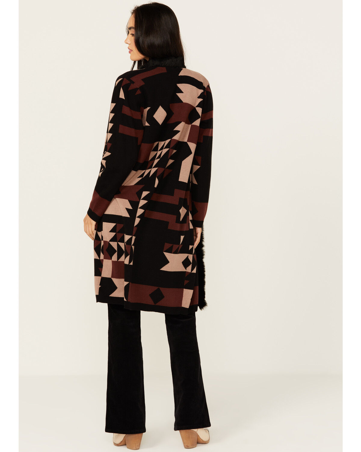Image #4 - Shyanne Women's Fur Long Cardigan, Mahogany, hi-res