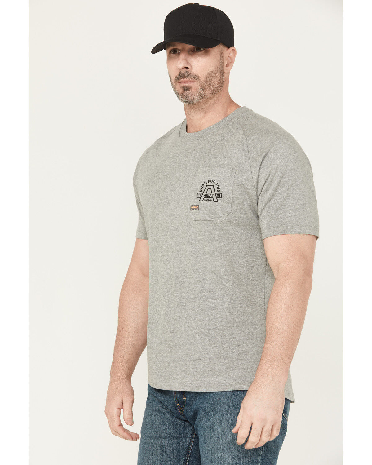 Image #3 - Ariat Men's Rebar Cotton Strong Hardhead Short Sleeve Work T-Shirt, Grey, hi-res