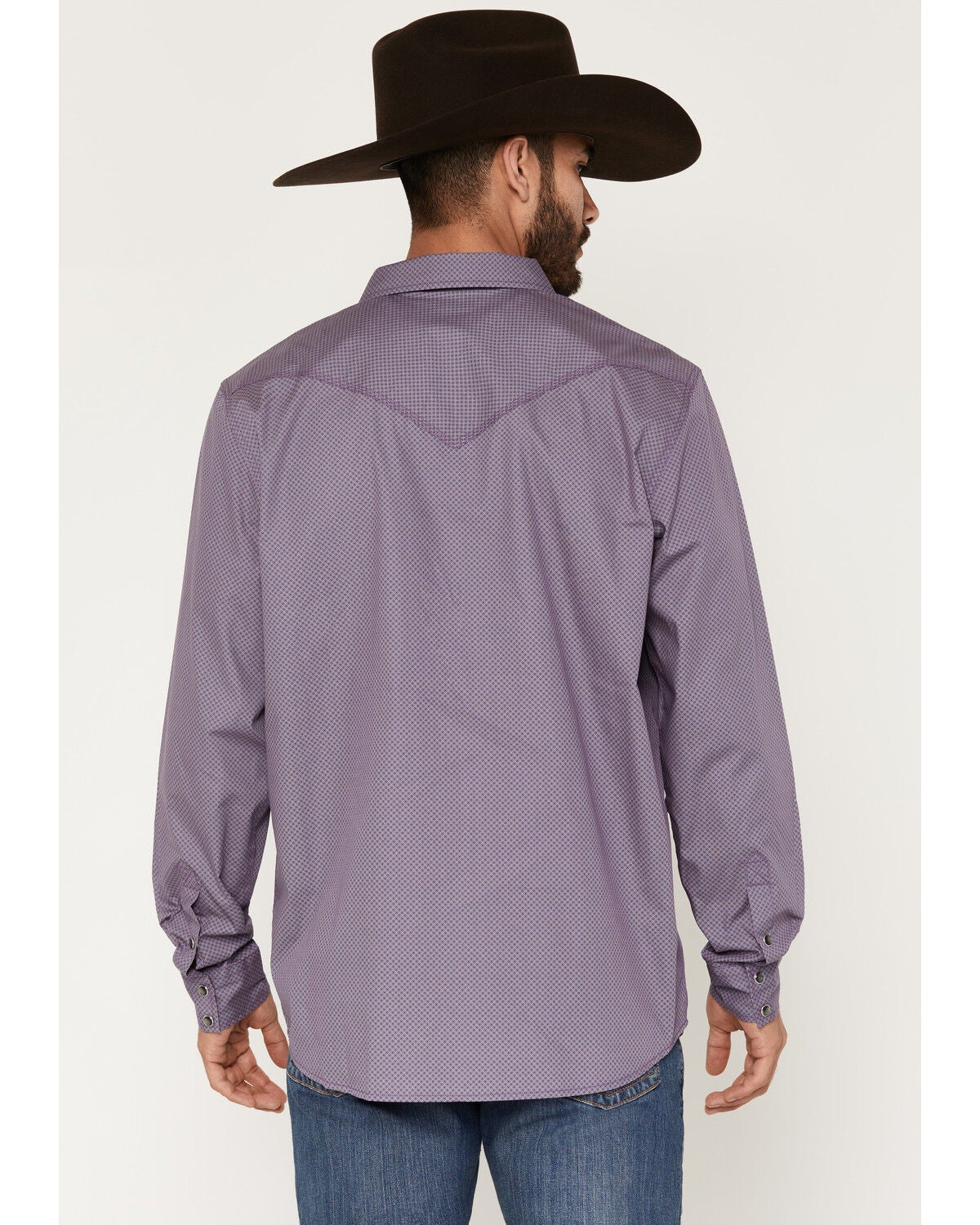 Image #4 - Moonshine Spirit&reg; Men's Plum Terrain Geo Print Long Sleeve Snap Western Shirt, Purple, hi-res