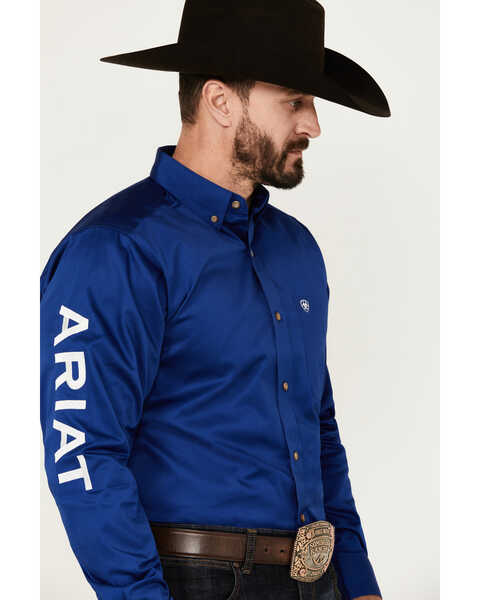Image #2 - Ariat Men's Team Logo Twill Fitted Long Sleeve Button-Down Western Shirt , Royal Blue, hi-res