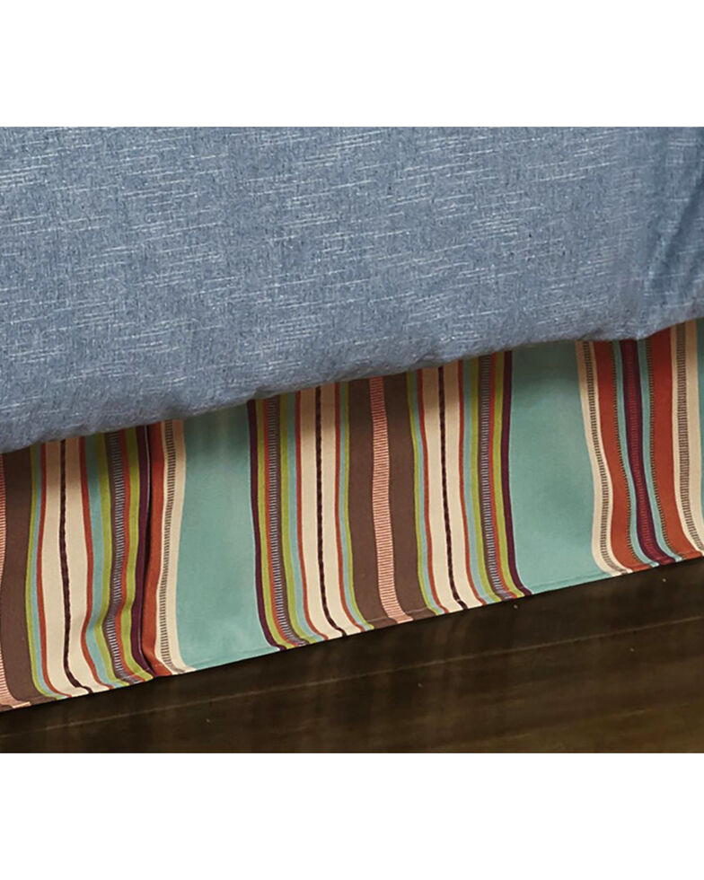 HiEnd Accents Turquoise Serape Bed Skirt - Full , Turquoise, hi-res