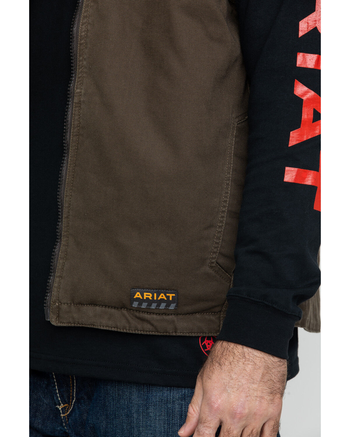 Image #4 - Ariat Men's Loden Rebar Washed Dura Canvas Insulated Work Vest - Big & Tall, Loden, hi-res