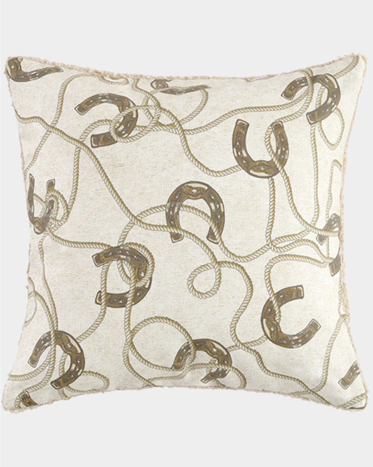 HiEnd Accents Pierre Equestrian Cotton Sateen Teddy-Backed Pillow, Brown, hi-res