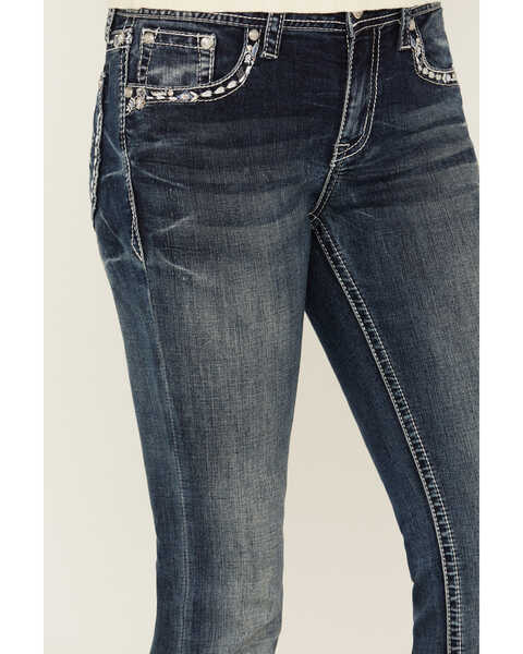 Image #4 - Grace in LA Women's Medium Wash Mid Rise Diamond Pocket Bootcut Stretch Denim Jeans , Medium Wash, hi-res