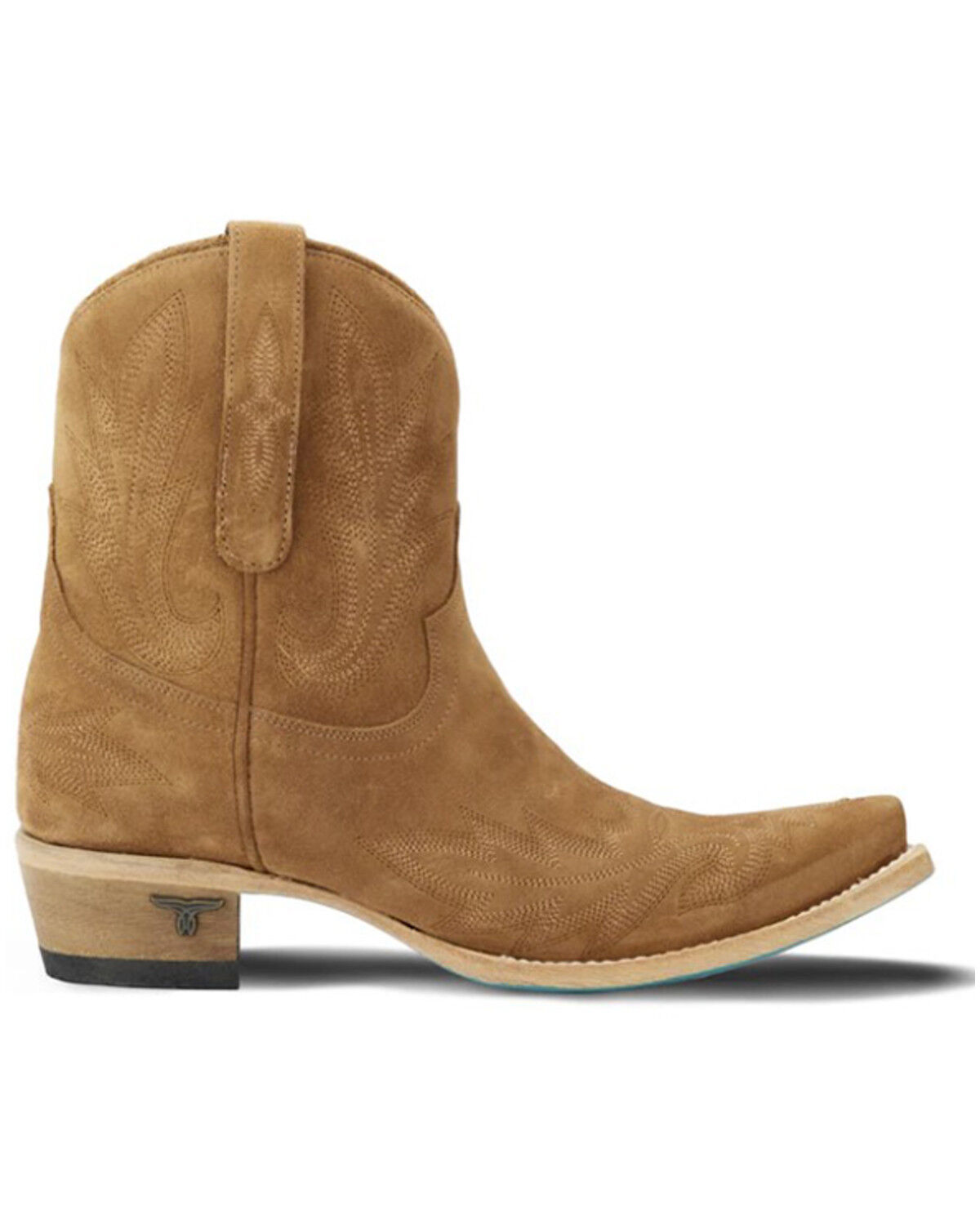 Image #2 - Lane Women's Lexington Suede Western Booties - Snip Toe, Brown, hi-res