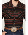 Image #3 - Rock & Roll Denim Men's Southwestern Stripe Stretch Long Sleeve Snap Shirt , Burgundy, hi-res