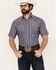 Image #1 - Ely Walker Men's Dobby Striped Print Short Sleeve Snap Western Shirt, Blue, hi-res