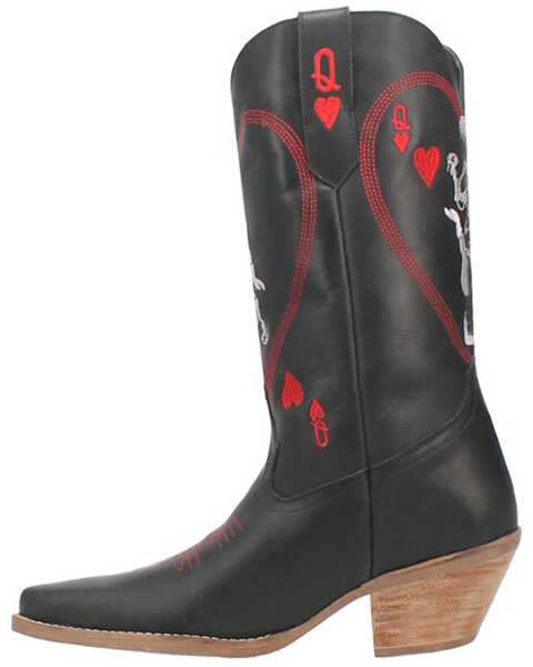 Image #3 - Dingo Women's Queen A Hearts Western Boots - Snip Toe , Black, hi-res