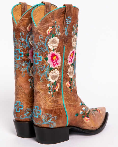 Macie Bean Women's Rose Garden Western Boots - Snip Toe, Honey, hi-res