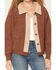 Image #3 - Cotton & Rye Women's Color Block Cropped Shacket, Brown, hi-res