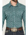 Image #3 - Rock & Roll Denim Men's Floral Print Long Sleeve Snap Stretch Western Shirt, Turquoise, hi-res