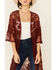 Shyanne Women's Lace Duster Kimono, Chocolate, hi-res