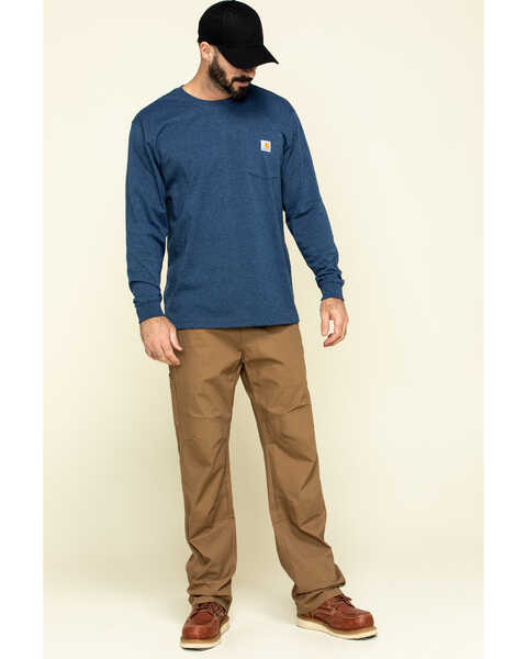 Image #6 - Carhartt Men's Loose Fit Heavyweight Long Sleeve Logo Pocket Work T-Shirt, Heather Blue, hi-res