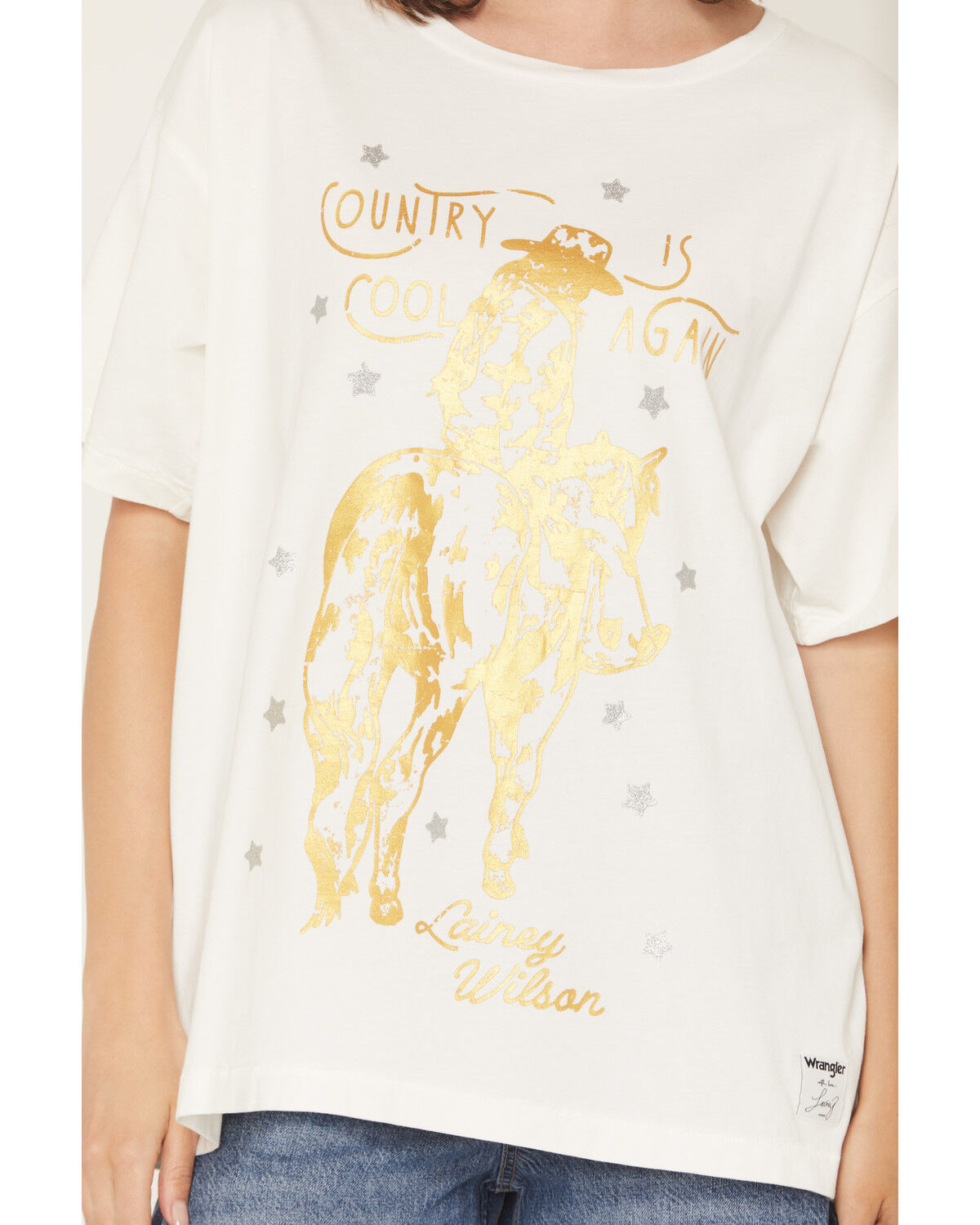 Image #3 - Wrangler X Lainey Wilson Women's Country Cool Again Short Sleeve Oversized Graphic Tee, Brown, hi-res