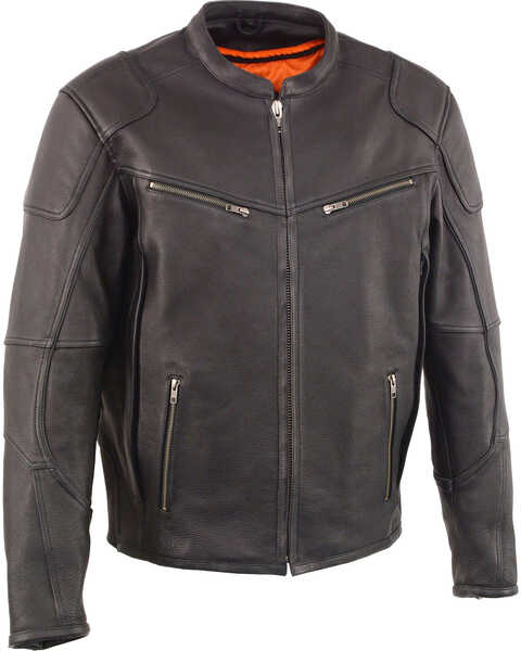 Image #1 - Milwaukee Leather Men's Cool Tec Leather Scooter Jacket - Big 5X, Black, hi-res