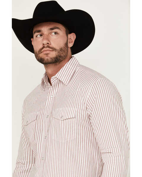 Image #2 - Wrangler Men's Striped Long Sleeve Pearl Snap Stretch Western Shirt - Big , White, hi-res