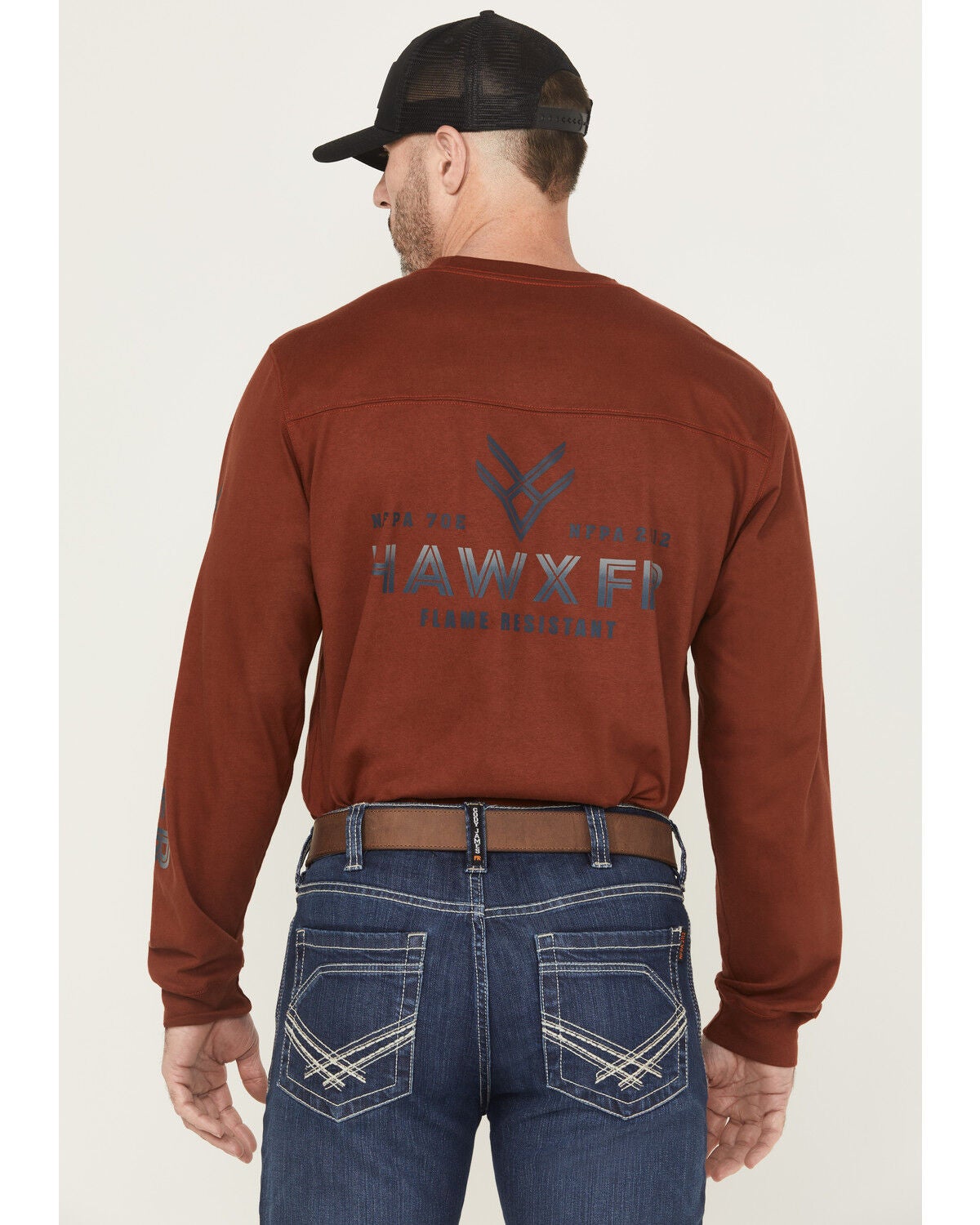 Hawx Men's FR Graphic Long Sleeve Work T-Shirt, Red, hi-res
