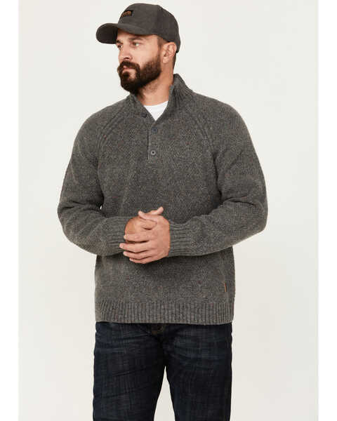 Brothers and Sons Men's Merino Donegal Button Pullover, Charcoal, hi-res