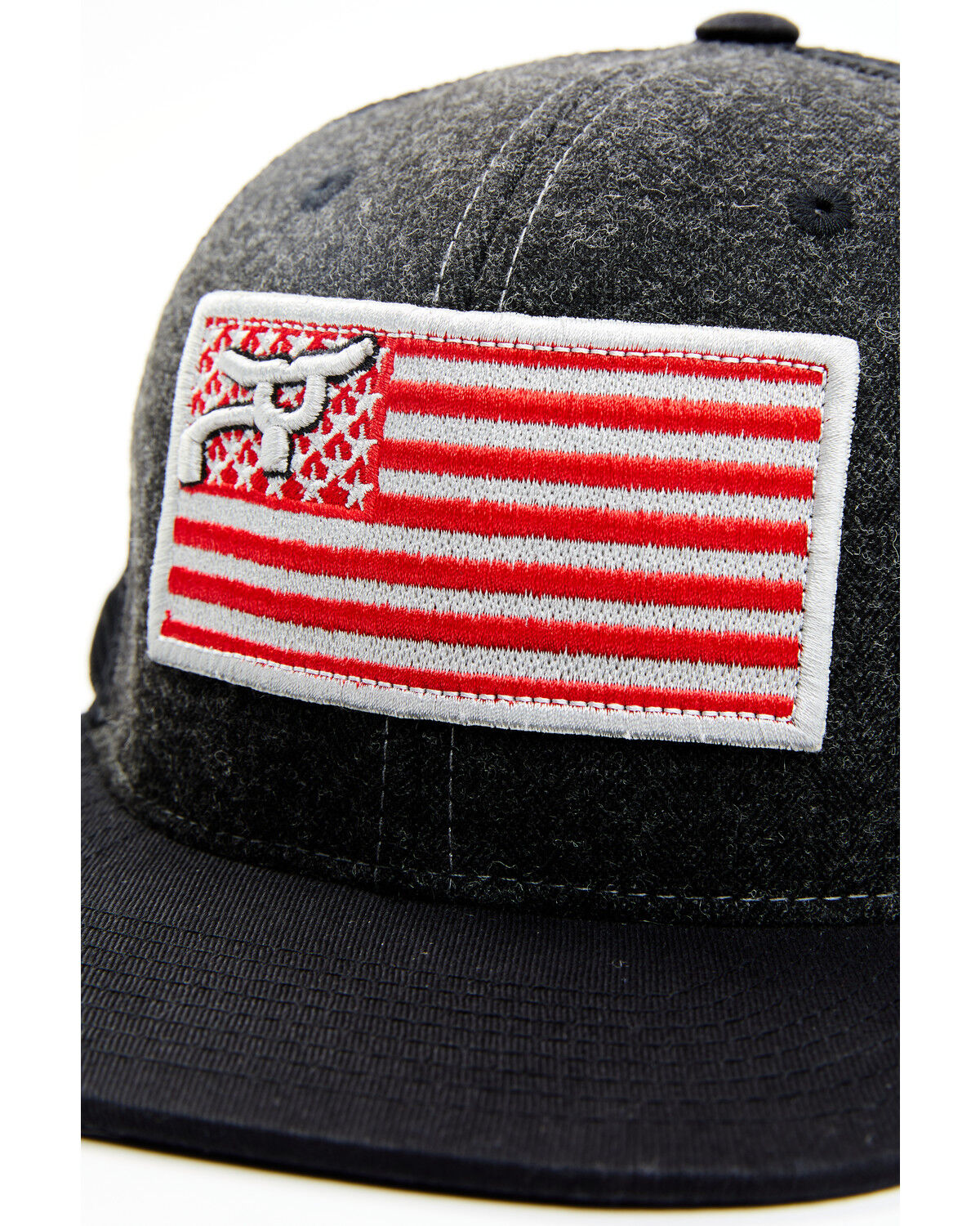 Image #2 - RopeSmart Men's Red & Heather Gray Flag Patch Mesh-Back Trucker Cap, Heather Grey, hi-res