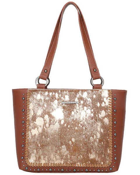 Montana West Women's Trinity Ranch Hair-On Cowhide Collection Concealed Carry Tote, Brown, hi-res