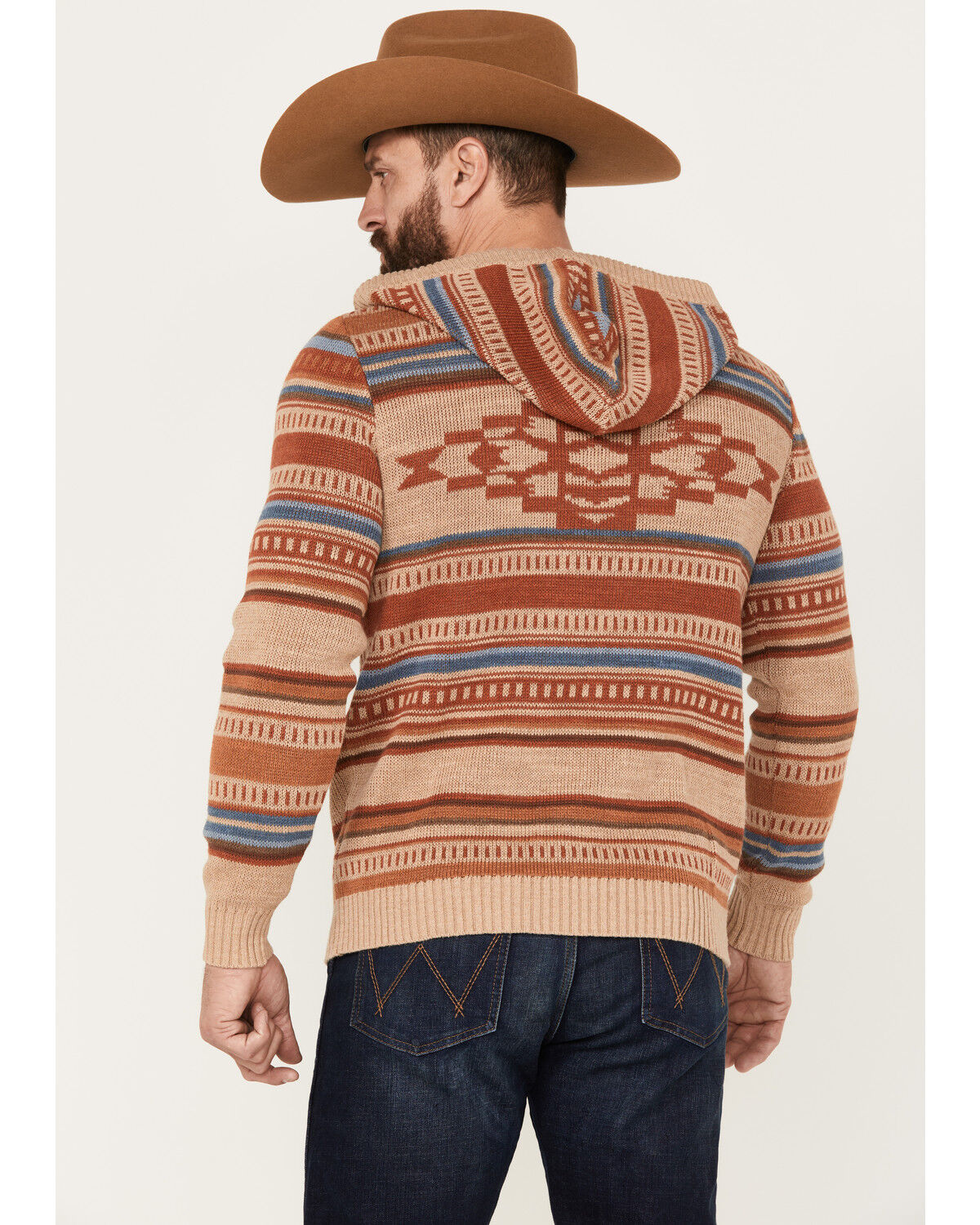 Image #4 - Pendleton Men's Medallion Striped Hooded Pullover, Tan, hi-res