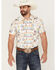 Image #1 - Dale Brisby Men's Cactus Conversational Print Short Sleeve Snap Western Shirt, Teal, hi-res