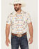 Image #1 - Dale Brisby Men's Cactus Conversational Print Short Sleeve Snap Western Shirt , Teal, hi-res