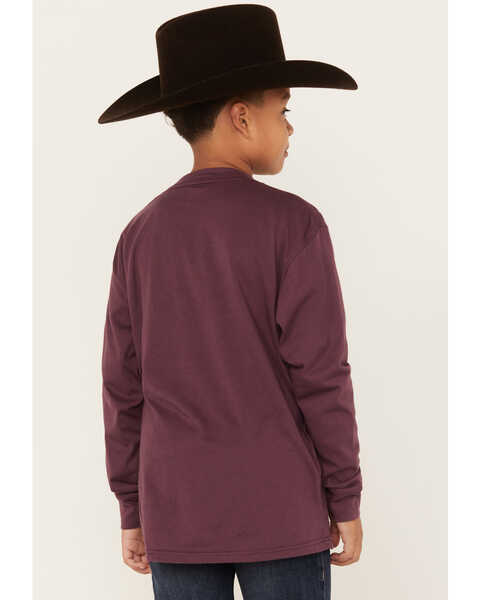 Image #4 - Cinch Boys' Logo Graphic Long Sleeve T-Shirt, Purple, hi-res