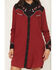 Image #3 - Panhandle Slim Women's Boot Barn Exclusive Long Sleeve Retro Embroidered Challis Mini Dress, Burgundy, hi-res