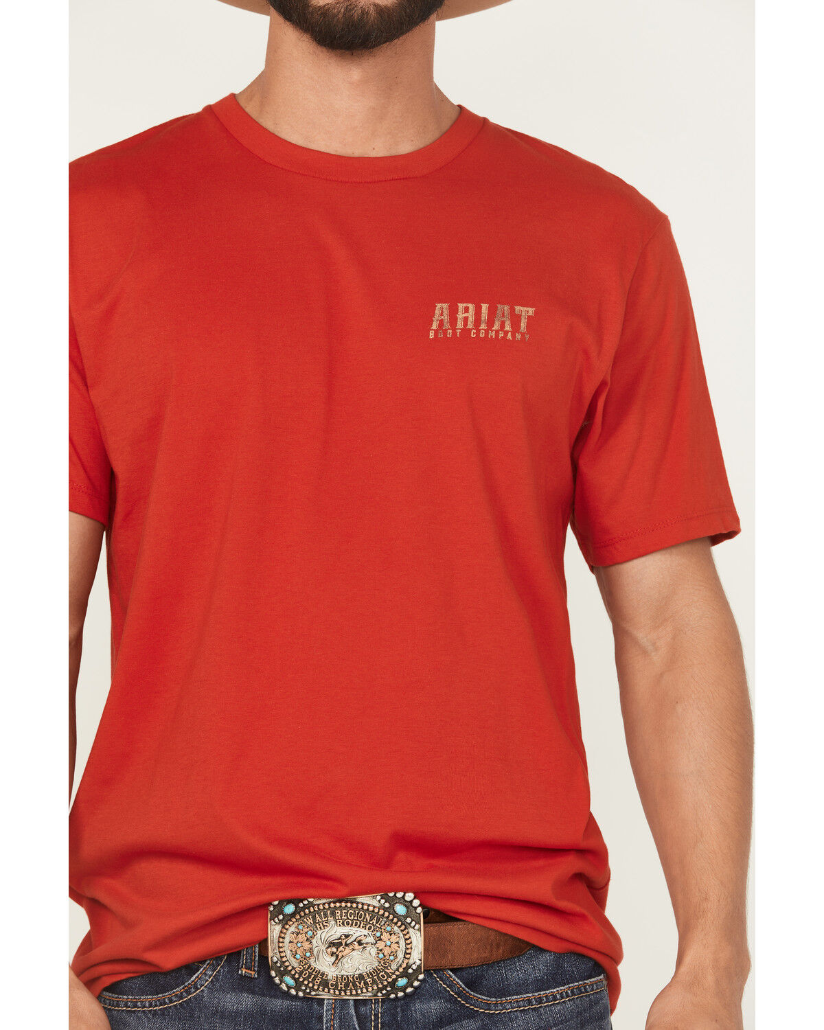 Image #4 - Ariat Men's Leather Shield Short Sleeve Graphic T-Shirt, Red, hi-res