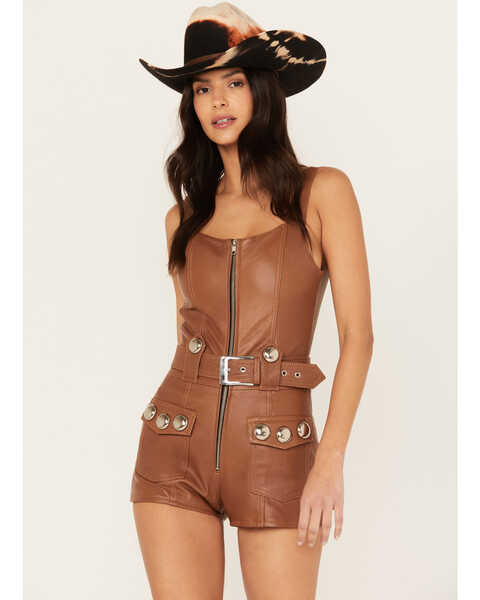 Image #3 - Understated Leather Women's Midnight City Romper, Tan, hi-res