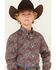 Image #2 - Cinch Boys' Paisley Print Long Sleeve Button Down Western Shirt, Blue, hi-res