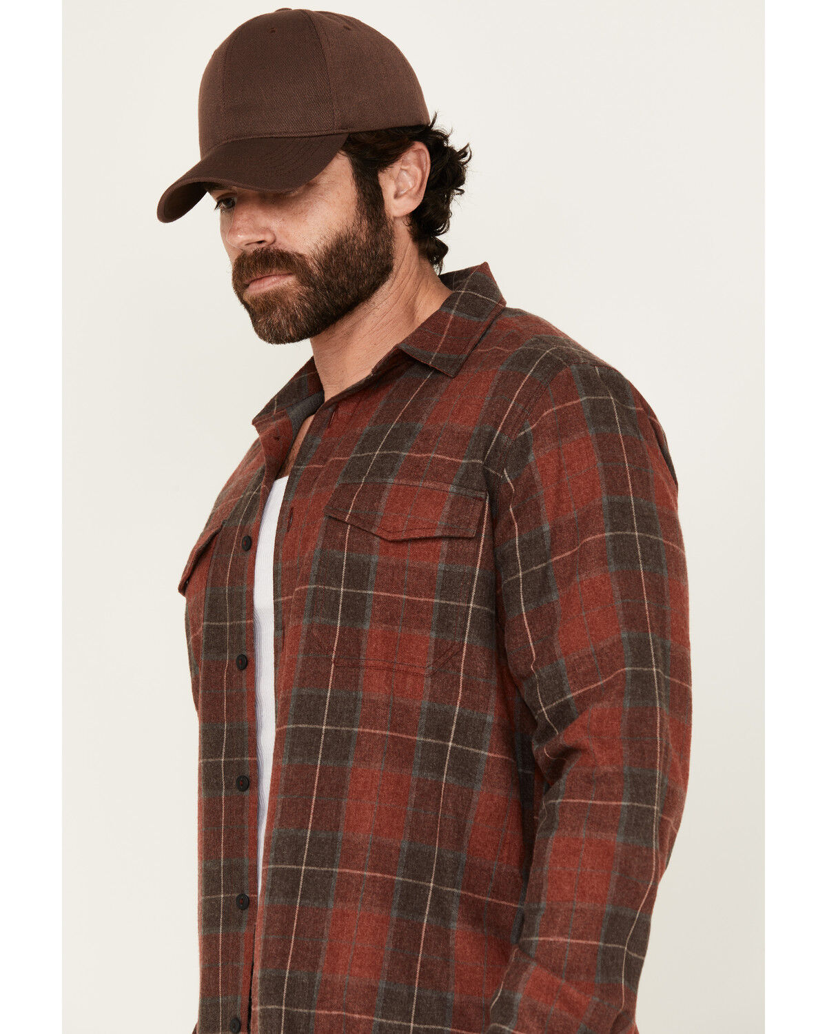 Image #2 - Brothers and Sons Men's Bronson Plaid Print Long Sleeve Button-Down Flannel Shirt, Wine, hi-res