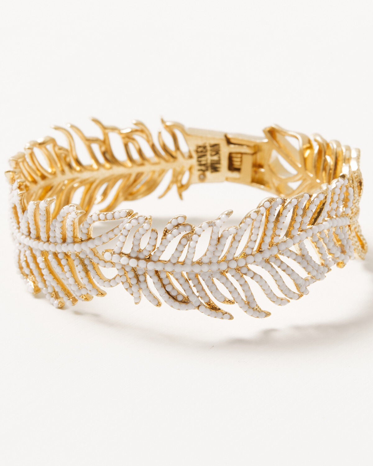 Lainey Wilson Women's Feather Bangle Bracelet, Gold, hi-res