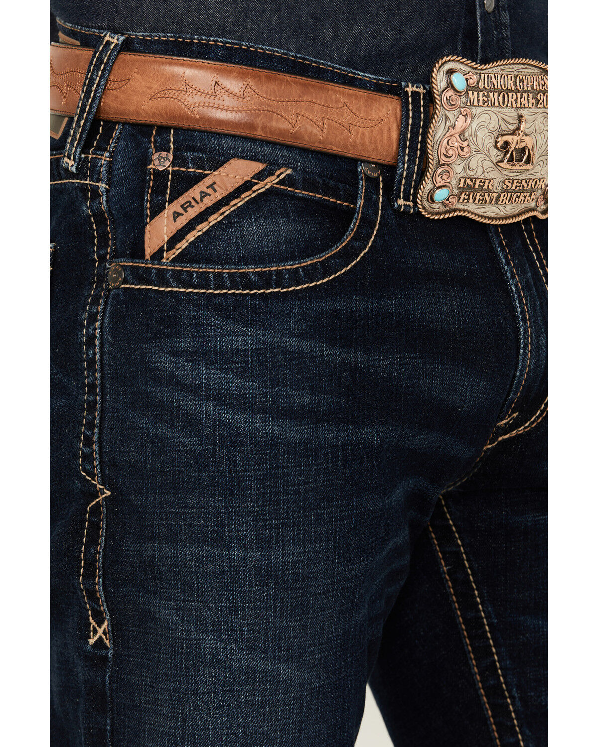 Image #2 - Ariat Men's Boot Barn Exclusive M4 Gunner Dark Wash Relaxed Boot Stretch Denim Jeans, Dark Wash, hi-res
