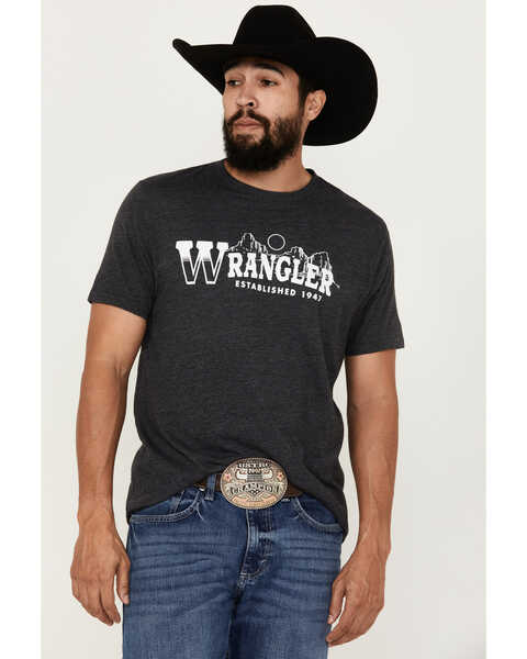 Image #1 - Wrangler Men's Logo Short Sleeve Graphic T-Shirt, Charcoal, hi-res