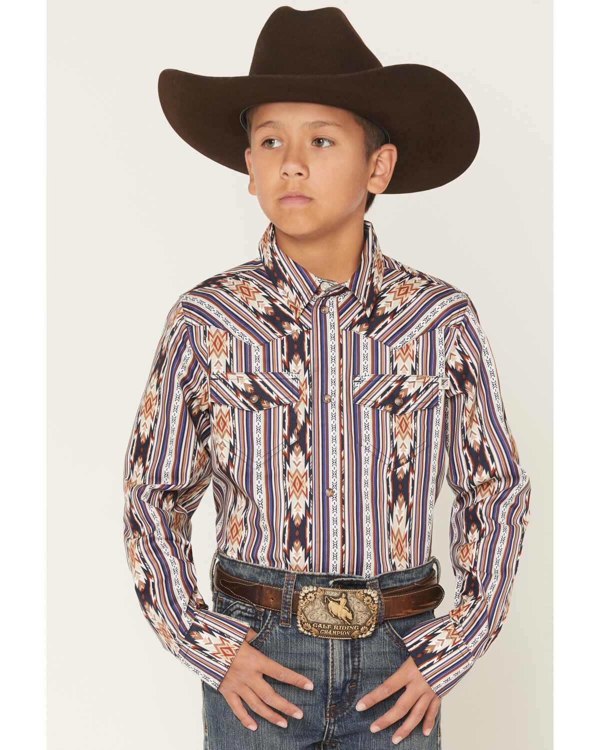 Image #1 - RANK 45® Men's White Mountain Striped Long Sleeve Snap Stretch Western Shirt, Multi, hi-res