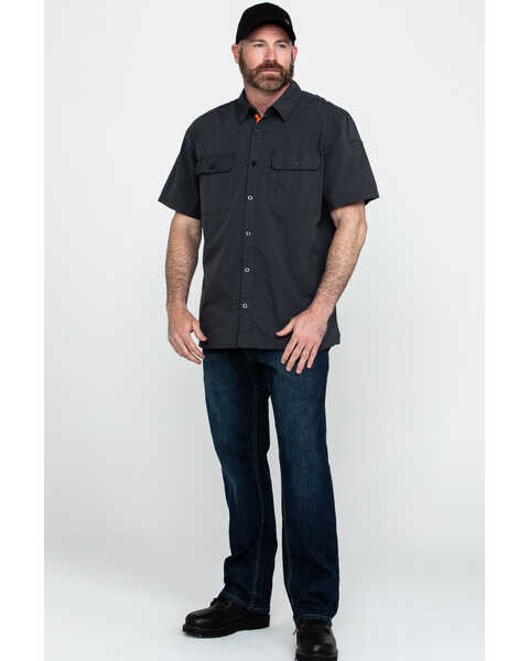 Image #6 - Hawx Men's Solid Yarn Dye Two Pocket Short Sleeve Work Shirt , Charcoal, hi-res