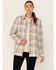 Carhartt Women's Plaid Button Down Flannel Shacket, Grey, hi-res