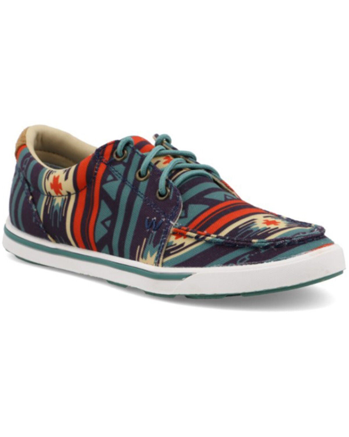 Wrangler Footwear Retro Women's Navy Southwestern Shoes - Moc Toe, Multi, hi-res